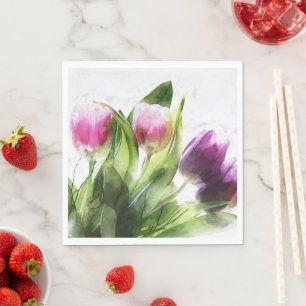 Pappersservett för vattenfärgning Blommigt Tulip F
