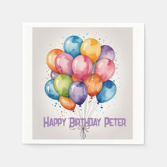 Pappersservett grattis på födelsedagen-bubblor - A (Framsidan)