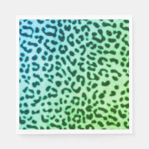 Pappersservett Grönt/Blå leopard