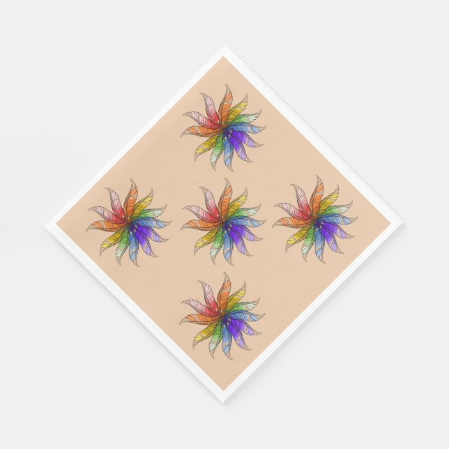 Pappersservett - Hjulet Feather Färg (Hörn)