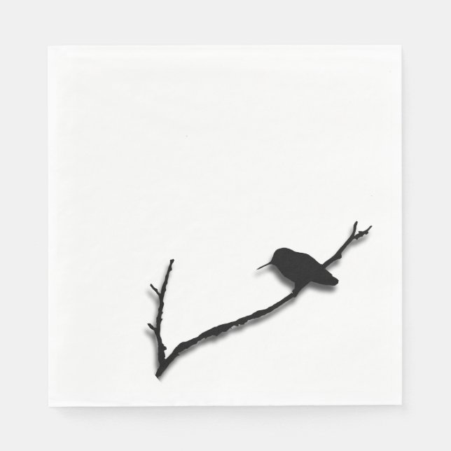 Pappersservett - Hummingbird Silhouette på Gren (Framsidan)