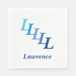 Pappersservett - Initialer med Namn i blått