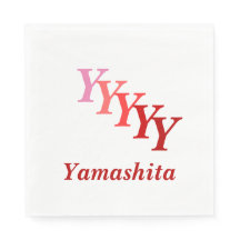 Pappersservett - Initialer med Namn i Röda