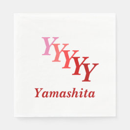 Pappersservett - Initialer med Namn i Röda