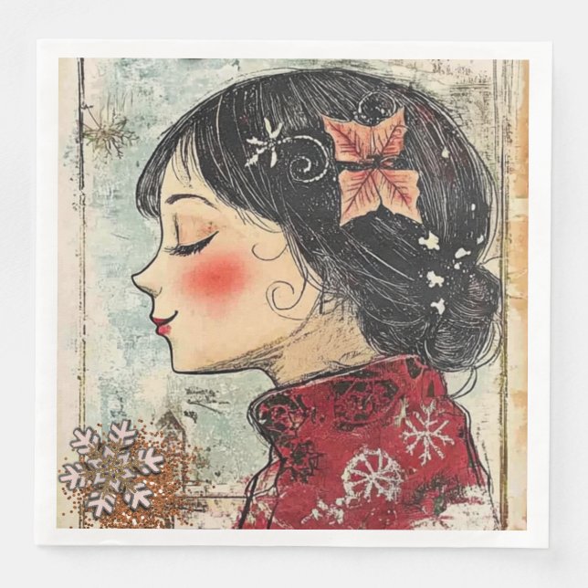 Pappersservett jul Girl Art-Journal Var01 (Framsida)