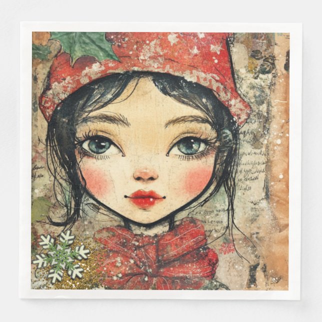 Pappersservett jul Girl Art-Journal Var02 (Framsida)