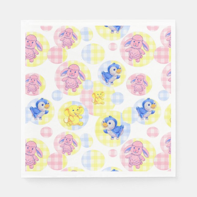 Pappersservett Leksak Animal Gingham (Framsidan)