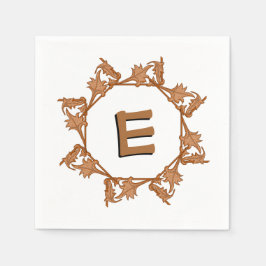 Pappersservett - Löv i cirkel med initial