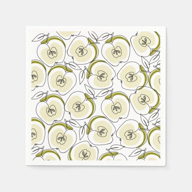 Pappersservett med urtaget äpple. (Framsidan)