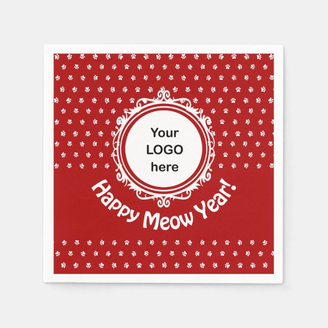 Pappersservett "Meow Year" i Lycklig (Framsidan)