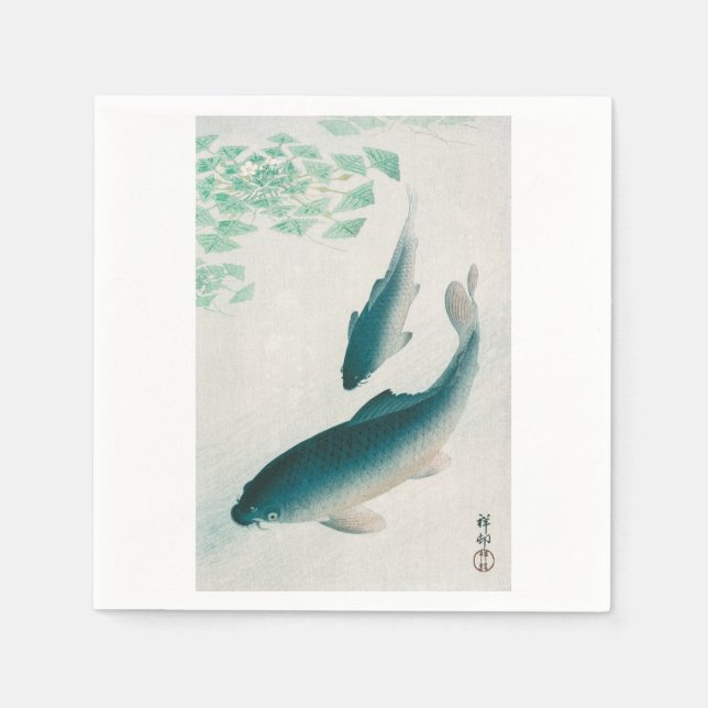 PAPPERSSERVETT: OHARA KOSON: CARP/KOI 1926 NAPKIN PAPPERSSERVETT (Framsidan)