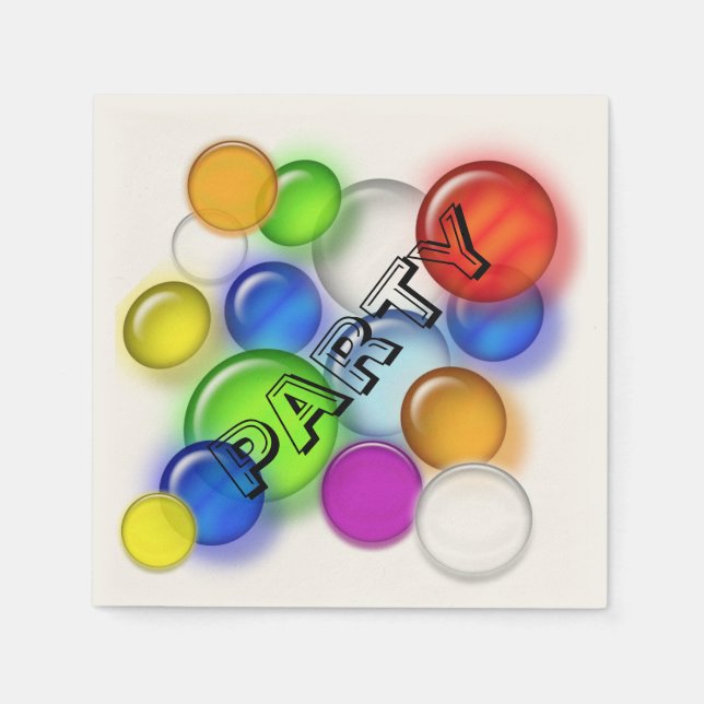 Pappersservett - Party-bubblor i Färg (Framsidan)