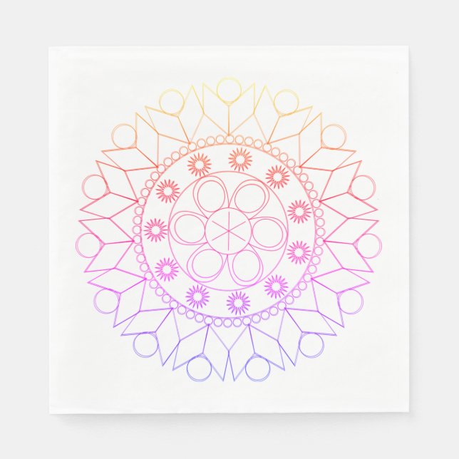 Pappersservett - Pastel Färgad Mandala Mönster (Framsidan)