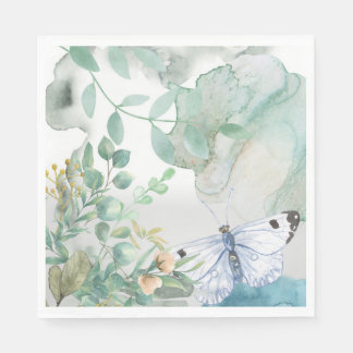 Pappersservett Pastels Blommigt Butterfly