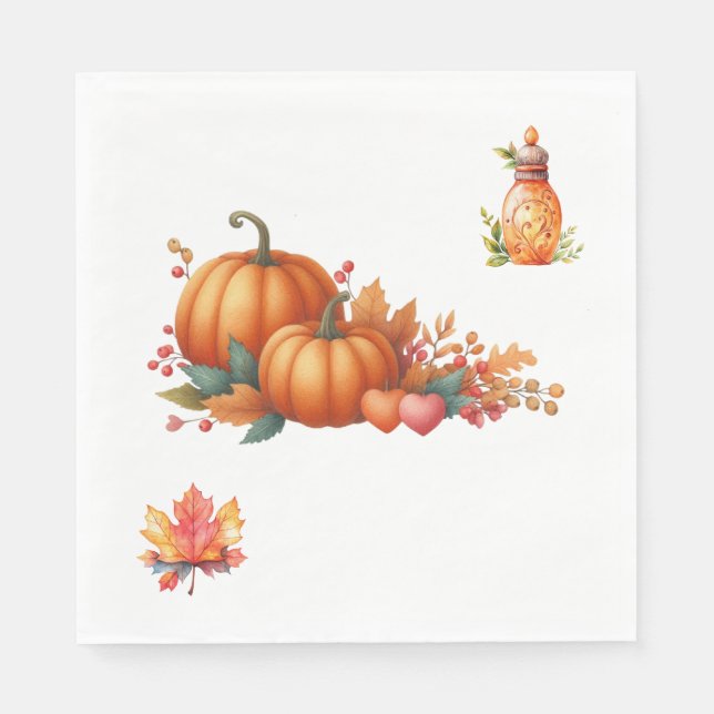 Pappersservett Rustic Autumn Shower Napkins (Framsidan)