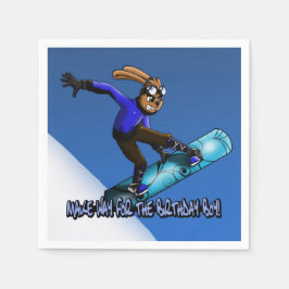 Pappersservett "Snowboarding Rabbit Birthday"