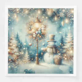 Pappersservett-Vintage Jul Snöman Pappersservett