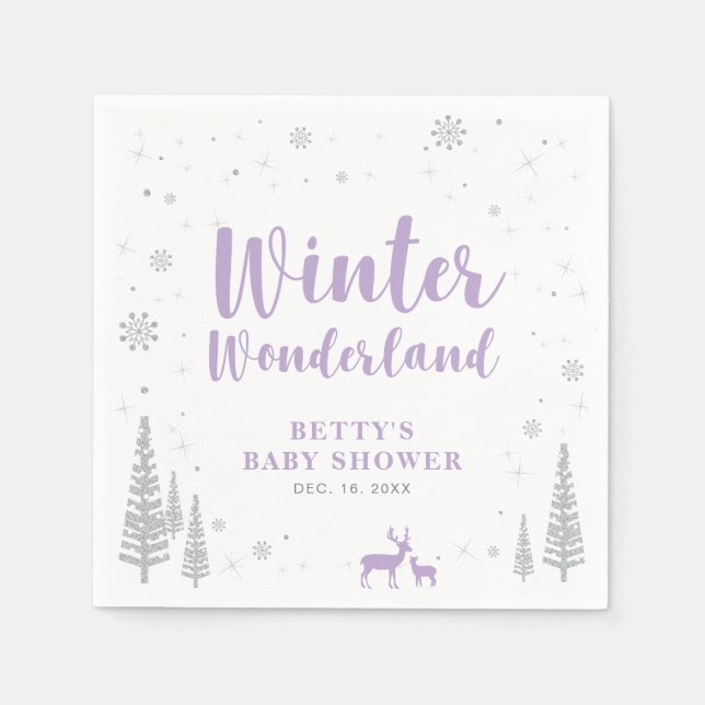 Pappersservett Winter Wonderland Snö Baby Shower (Framsidan)