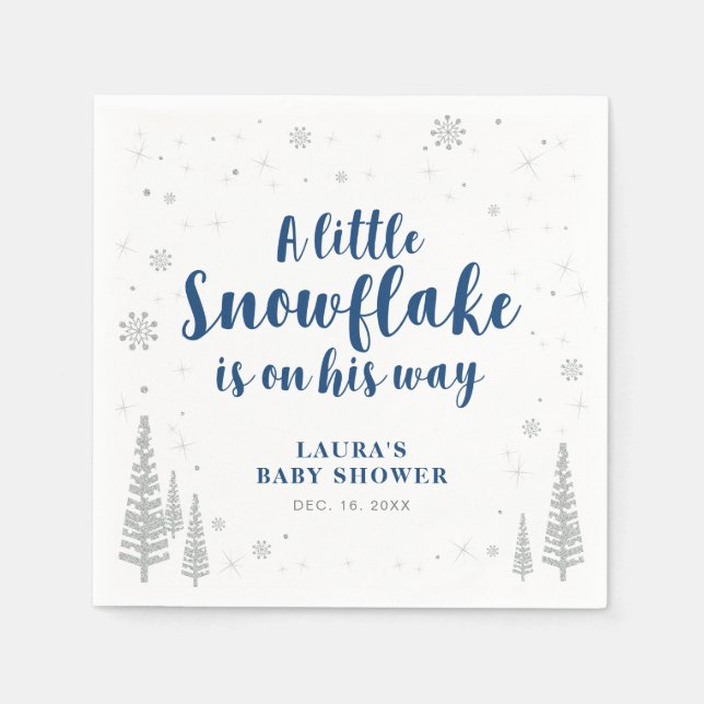 Pappersservett Winter Wonderland Snö Baby Shower (Framsidan)