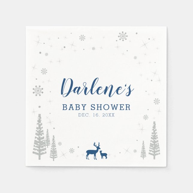 Pappersservett Winter Wonderland Snö Baby Shower (Framsidan)