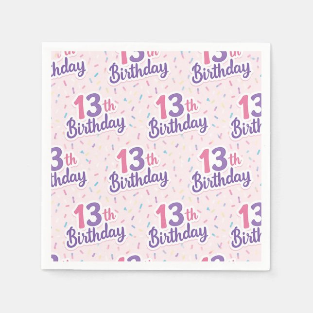 Pappersservetter för 13-årsdag, Festsuppsättning f (Framsidan)