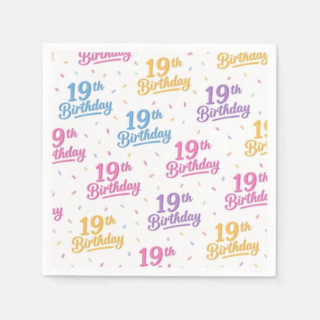 Pappersservetter för 19-årsdag, Festsuppsättning f (Framsidan)