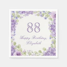 Pappersservetter för 88-årsdag Elegant lila blommi