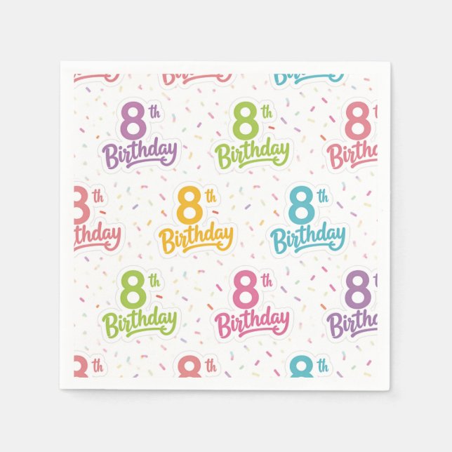 Pappersservetter för 8-årsdag, Festsservetter för  (Framsidan)