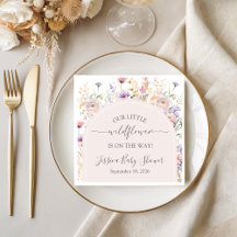 Pappersservetter för baby shower med lilla vildblo
