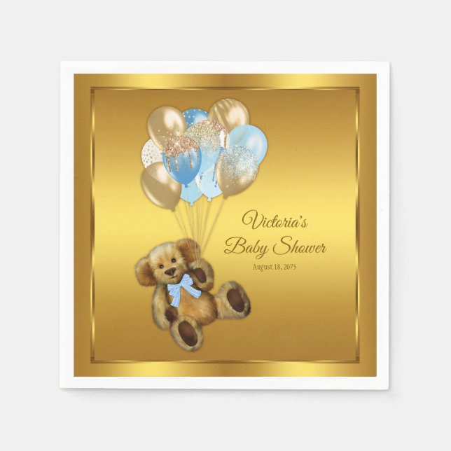 Pappersservetter för baby shower med teddybjörn fö (Framsidan)