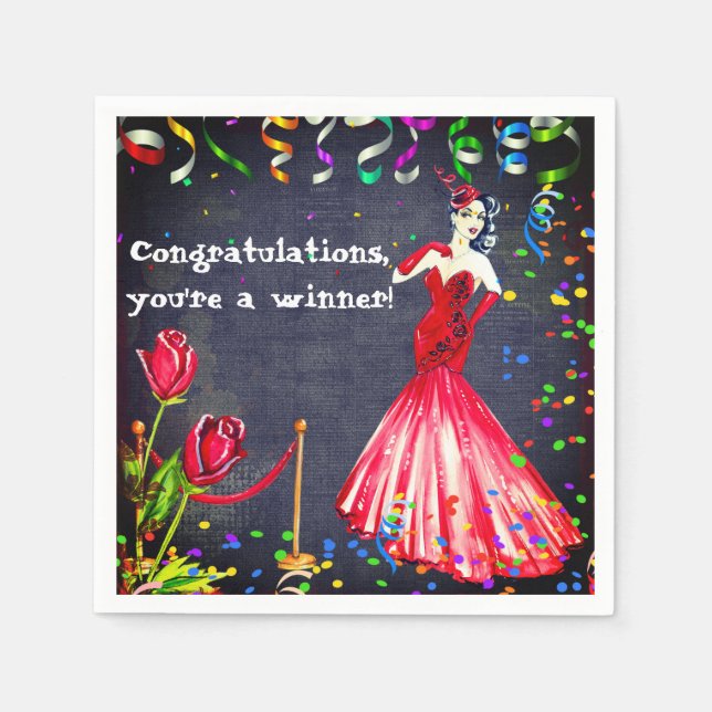Pappersservetter för fest med vinnare (Framsidan)