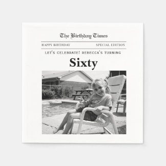 Pappersservetter i tidningsstil för 60-årsfirande