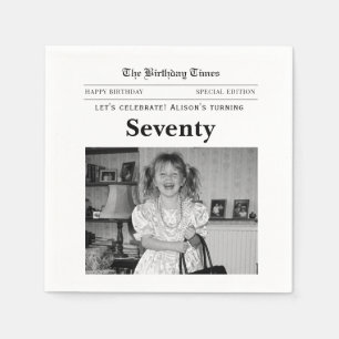 Pappersservetter i tidningsstil för 70-årsfirande