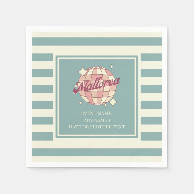 Pappersservetter Mallorca Spanien firande event (Framsidan)