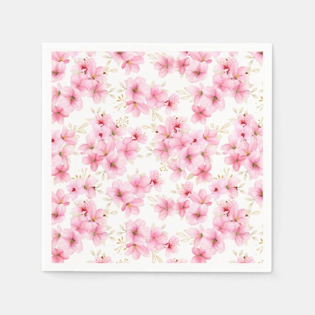 Pappersservetter med blommande blommor (Framsidan)