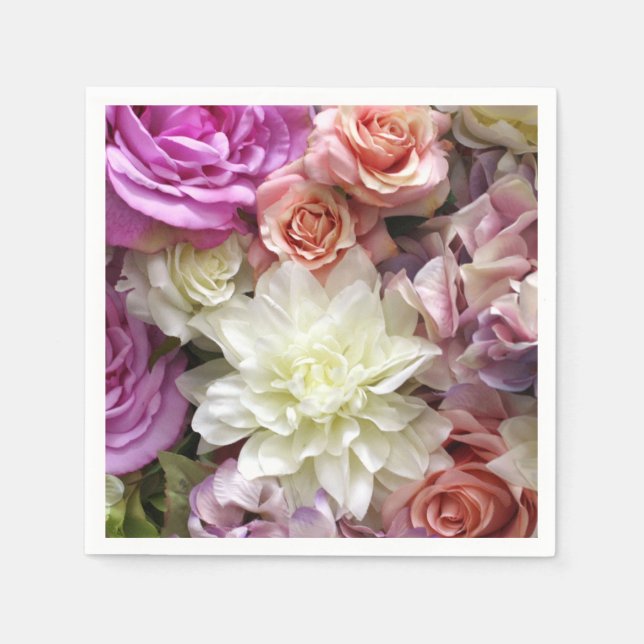 Pappersservetter med dahlia och rosor (Framsidan)