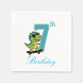 Pappersservetter med dinosaurier för 7-årsdag