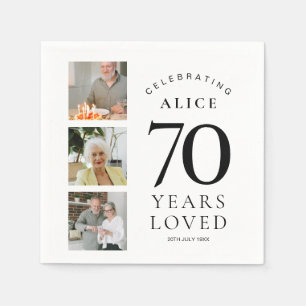Pappersservetter med foto för 70-årsfirande
