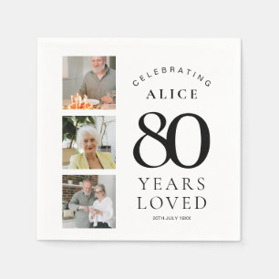 Pappersservetter med foto för 80-årsfirande