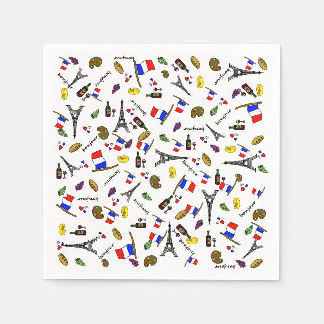 Pappersservetter med Frankrike-tema mönster (Framsidan)