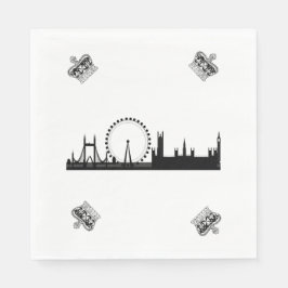 Pappersservetter med Londons siluett och kunglig k