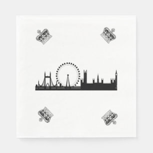 Pappersservetter med Londons siluett och kunglig k