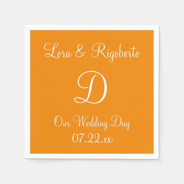 Pappersservetter med monogram i mandarin färg (Framsidan)