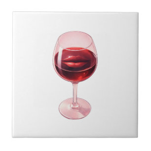 Pappersservetter med vin glas och röda läppar kakelplatta