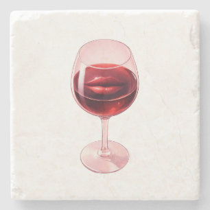 Pappersservetter med vin glas och röda läppar stenunderlägg