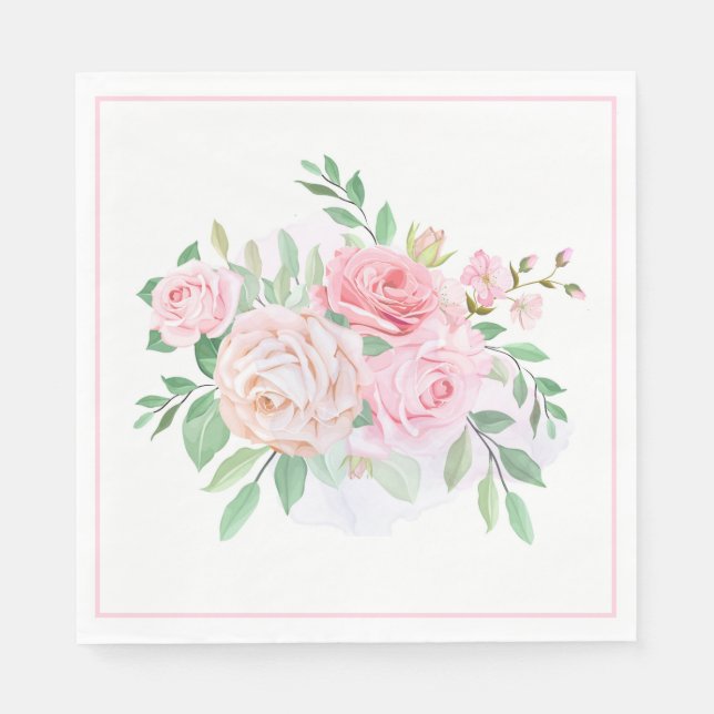 Pappersservetter - Rosa Rosor (Framsidan)