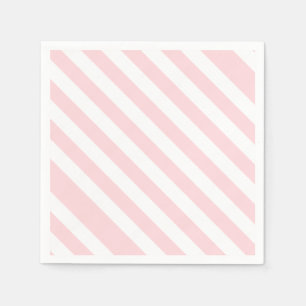 Pappersservetter Rosa & Vit Rand Diagonal