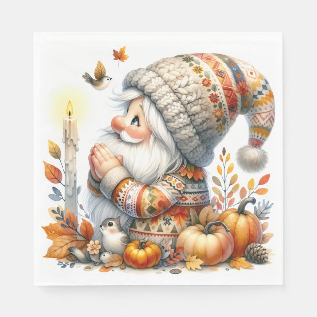 Pappersservetter Thanksgiving Gnome (Framsidan)