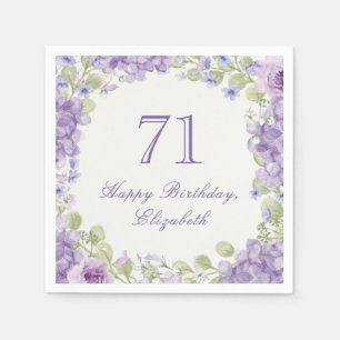 Pappersservetter till 71-årsdag Elegant lila bloms