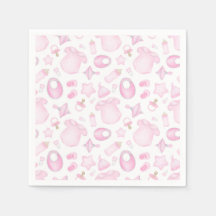 Pappersservetter till baby shower för flicka, Rosa